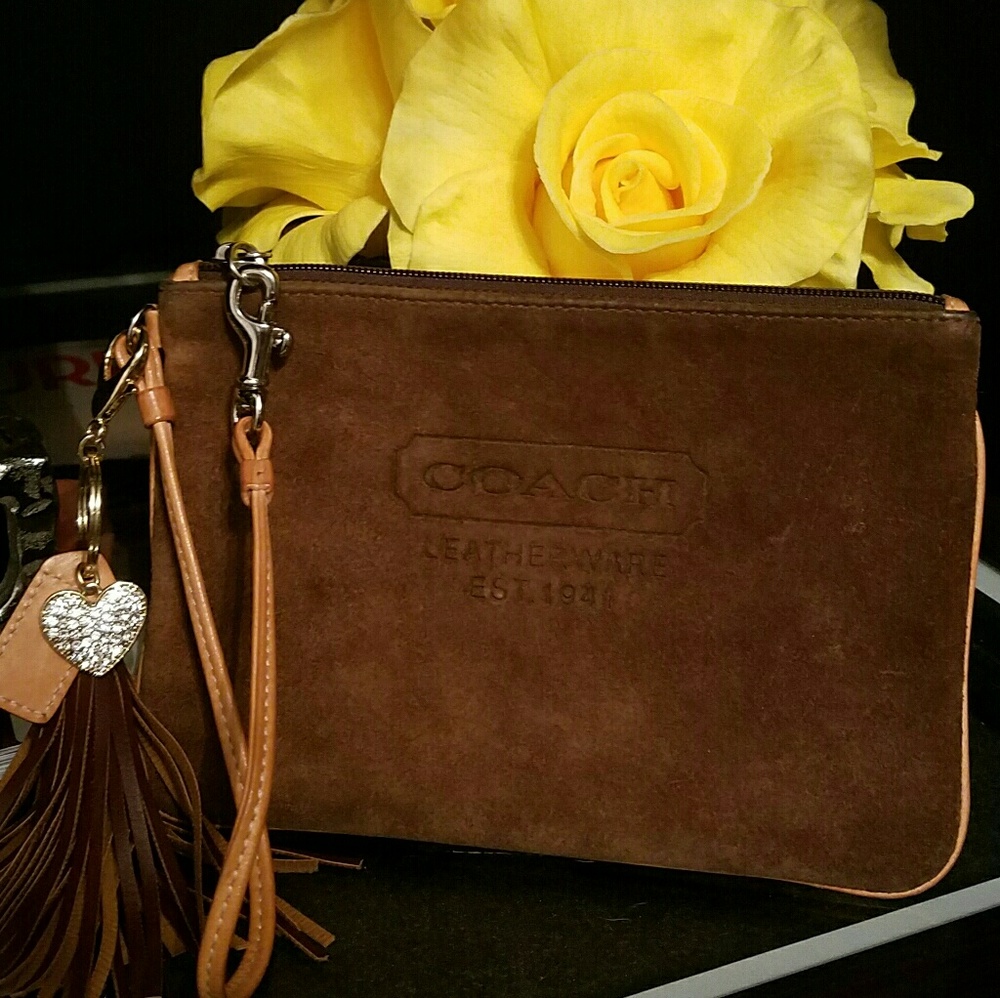 Coach suede leather wristlet